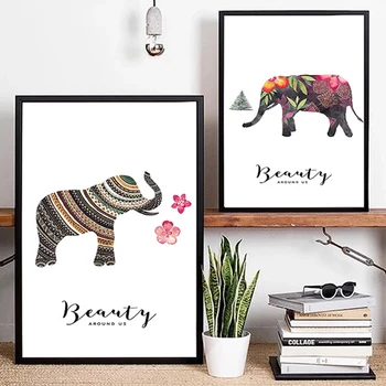 Минималистское sztuka zwierzęta plakaty drukowane życie ścienne sztuki na płótnie słoń zdjęcia drukowane plakaty pokój dzienny wystrój domu