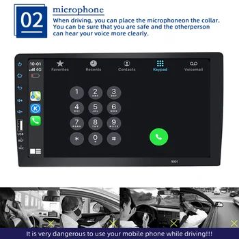 1-DIN radio samochodowe 9-calowy dotykowy ekran multimedialny Odtwarzacz wideo USB Bluetooth system audio dla Apple Carplay