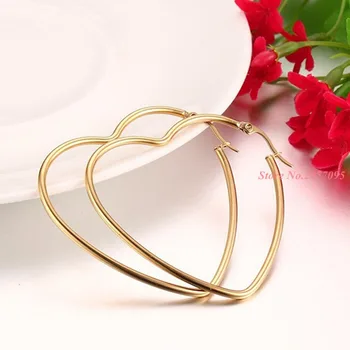 1 para kolczyków ze stali nierdzewnej złoty kolor kształt serca kolczyki dla kobiet Dziewczyny kolczyk kobiet biżuteria Darmowa wysyłka