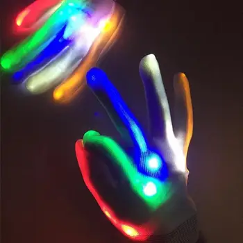 1 para led świecące rękawiczki dorosłych dzieci rekwizyty do występów kolorowe błyszczące rękawice Halloween Декоарионы ozdoby świąteczne prezent