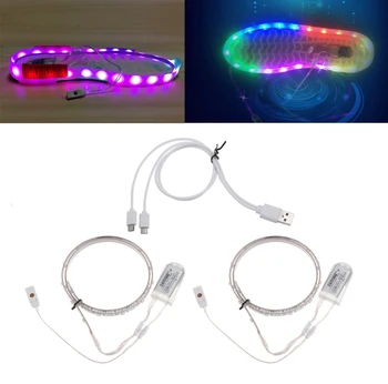 1 para wodoodpornych LED USB Shoes Strip Light 0.65mx2 RGB SMD3528 Flexible Decor G8TB