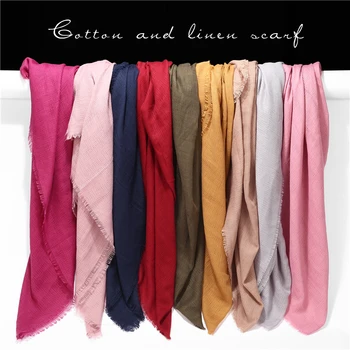 1 szt nowy Solider kolor miękka bawełna i len damski szalik długi projekt Pani plaid muzułmańskie chusty szaliki szale i okłady 20 kolorów