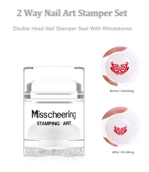 1 zestaw podwójną głowicą galaretki silikonowe paznokci Stamper drukowanie ze zgarniaczem rhinestone dekoracji paznokci Manicure sztuki wykrawania narzędzia z skrzynią