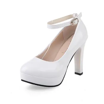 10,5 cm robocza obuwie Damskie czarne czółenka 2020 Wiosna obuwie damskie buty na obcasie biały/czerwony Weding buty 34 40 plus rozmiar pompy