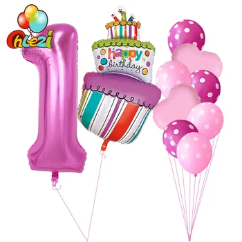 10 szt Baby Shower 1st 2 3 4 5 Birthday Party Decor 40inch Number Foil Balloons Supplies Baby boy Girl balls latex helium globos