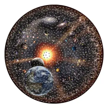 1000 szt. klocki okrągłe puzzle kosmos, Wszechświat okrągłe puzzle z kolorowym pomocniczym сборочным rysunku intelektualna gra dla dorosłych Ch