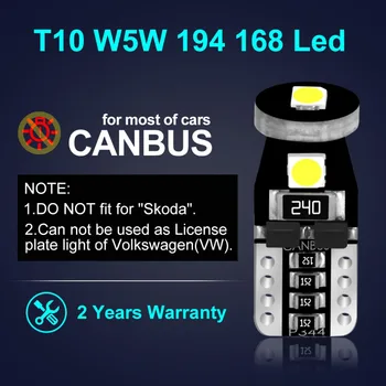 10szt T10 W5W LED 194 168 Canbus Error Free żarówki led 3030 żetonów samochodowa wewnętrzna drzwi lampki do czytania parkowania lampa 6000K Auto 12V