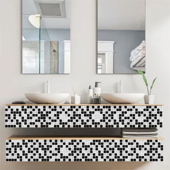 10x10cm czarny szary mozaika naklejki samoprzylepne tapety do kuchni i łazienki dekoracji ścian dekoracyjnych płytek naklejki