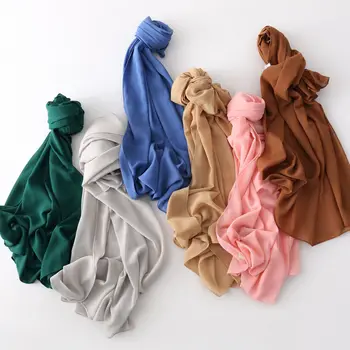110*110cm kwadratowy muzułmański szyfon hidżab szalik kobiety Malaysiya chusty szaliki turban proste islamskie Szali i okłady opaska Femme