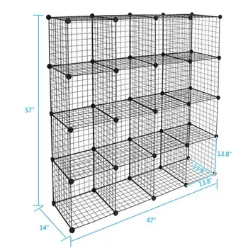 12/16/20Cube Cube Storage półki do przechowywania drut origami półki metalowe siatki wielofunkcyjny regał modułowy organizer regał