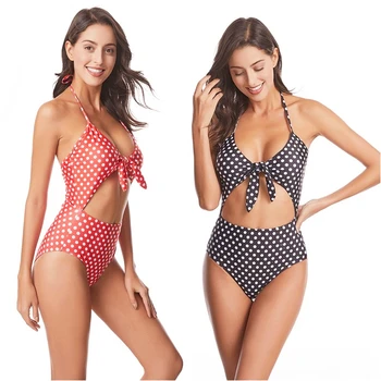 12 Kolorów Jednoczęściowy Strój Kąpielowy Kobiety Slim Fit Dot Print Patchwork Stałe Sexy Backless Stroje Kąpielowe 2020 Mujer Hot Beach Kostium Kąpielowy
