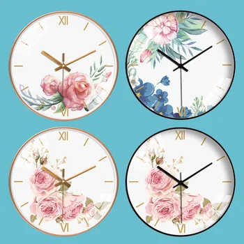[12 cali ] Nordic Art Creative kwiaty zegar ścienny Piwonia, niemowa zegary wiszące ozdoby do salonu Sypialnia zegarek kwarcowy