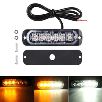 12x Ultra-slim Strobe 6LED Light Universal LED Truck Lights Car White Amber Emergency Hazard Flashing Warning Light lampa