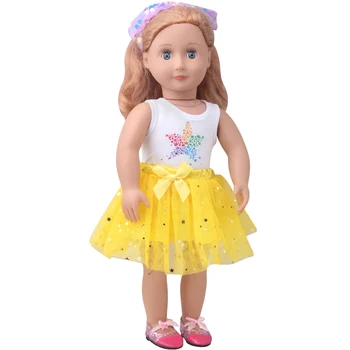 18-calowe dziewczyny doll odzież Gwiazda wydruku sukienka w wielu kolorach sukienka pasuje 40-43 cm baby Boy lalki amerykańska lalka spódnica zabawki c919