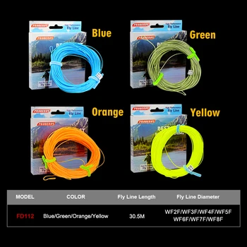 1pc Forward Floating Fly Fishing Line WF-2F/3F/4F/5F/6F/7F/8F Fly Line Moss Green/Orange/Yellow/Teal Color Comdaba 100 METRÓW Weight