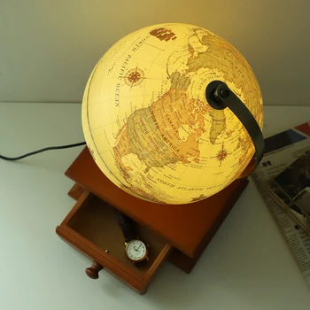 20 cm World Earth Globe Map Geography LED Illuminated for Desktop Decoration Home Office School Students Gift