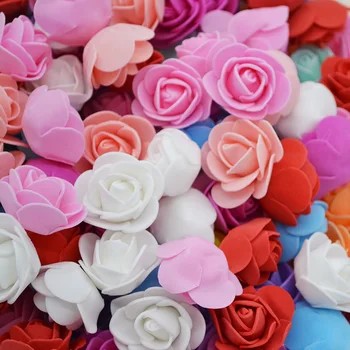 200szt 3,5 cm Mini pianki PE Róża sztuczne kwiatowe głowice do partii DIY wieńce rzemiosła akcesoria ślubne biżuteria handmade Flor