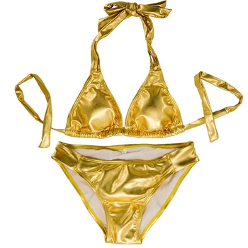 2018 Super Sexy kobiety złoty zestaw bikini strój kąpielowy kostium kąpielowy Brazylia plus rozmiar 4XL stroje kąpielowe dno Podłogi klub nocny bikini