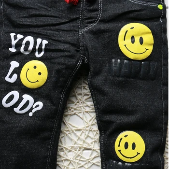 2019 nowe zimowe grube ciepłe spodnie jeansowe dla chłopców Czarna, modna odzież dziecięca Baby Boy termalne jeansowe spodnie dla dzieci 1-5 lat DB-B02
