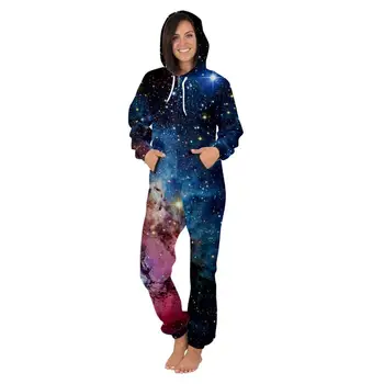 2019 zimowe kombinezony kobiety Galaxy Space 3D kombinezon codzienny hip-hop kombinezon damskie dresy Sexy bluza i spodnie
