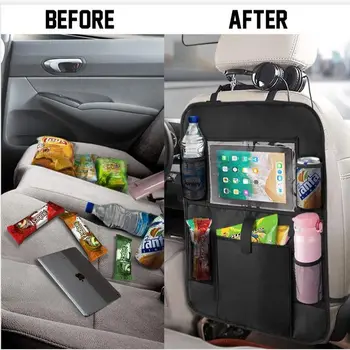 2020 Car Backseat Organizer Multi-Pocket Tablet Cup Holder Stowing Tidying Hanging Storage Bag Anti-Kick Mats