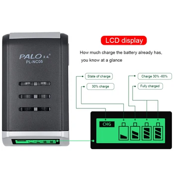 2020 LCD Display Smart Battery Charger For AA AAA NiCd NiMh Rechargeable Batteries With 4pcs AA 3000mah rechargeable Batteries