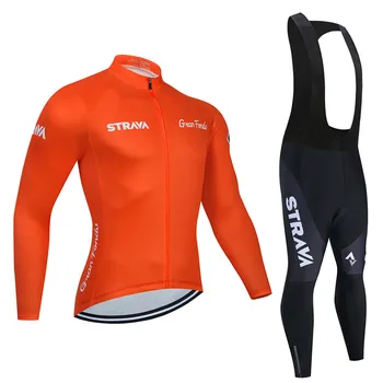 2020 NEW STRAVA Pro Cycling Jersey Set Long Sleeve Mountain Bike Wear Clothes Men Racing Bicycle Clothing Ropa Maillot Ciclismo