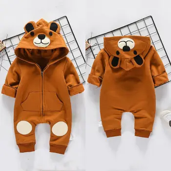 2020 Nowonarodzonych Dzieci Baby Clothes Girl Boy 3D Ear Bear Hooded Romper kombinezon Playsuit cosplay zamek słodkie stroje 0-24 m
