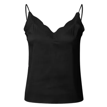 2020 koronki patchwork Koszulki dla kobiet czarny letni kamizelka bez rękawów stanik V-neck sexy bluzki i koszulki damskie czołgi L58