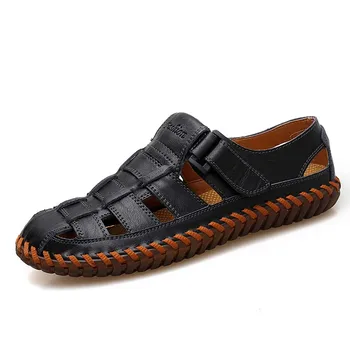 2020 letnie męskie sandały ze skóry naturalnej basen letni handmade męskie pantofle obuwie plażowe męskie oddychające buty Codzienne buty