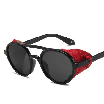 2020 nowy gotycki podwójny Promień steampunk okulary mężczyźni tanie, proste plastikowe okrągłe punk okulary Kobiety Lentes Mujer De Sol