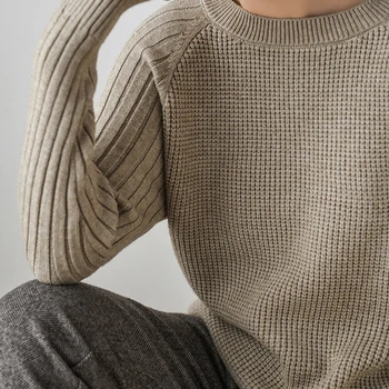 2020 zima Nowy O-neck kaszmir i wełna zgrubienie leniwy luźny sweter kobiety plus size koreański top sweter moda