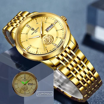 2021 LIGE nowa moda zegarka mężczyzna automatyczny mechaniczny tourbillon ze stali nierdzewnej wodoodporny biznes złote zegarki zegarek prezent
