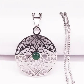 2021 kwiat kamień naturalny łańcuch ze stali nierdzewnej naszyjnik kolor srebrny Naszyjnik dla kobiet Boho biżuteria collier femme N4454S04