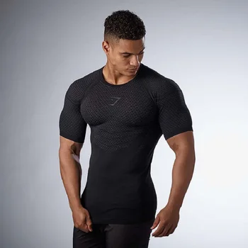 2021 lato nowy fitness-trening szybkoschnąca koszulka mężczyźni bieganie sport elastyczny okrągły dekolt z krótkim rękawem t-shirt męski W764