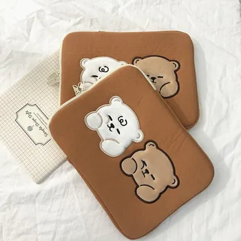 2021 nowe etui na tablet kreskówka ładny Ins koreański dwa niedźwiedzia miękki notebook etui Ipad 9.7 Pro 11 13 cm rękaw wewnętrzny torba