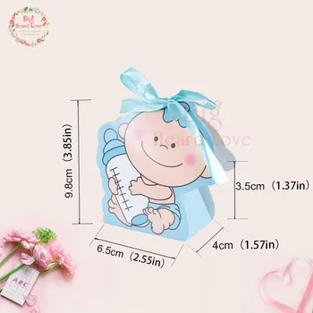 24 szt./kpl. Baby Girl And Boy Paper Gift Box Party Baby Shower Candy Box Baby Feeding Bottle Birthday Party Decorations Kids Party