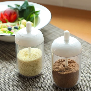 2pcs Spice Jar przenośny przezroczysty przydatny uchwyt na przyprawy Food Storage Jar Sugar Jar Nut Container for Home Kitchen Restaurant