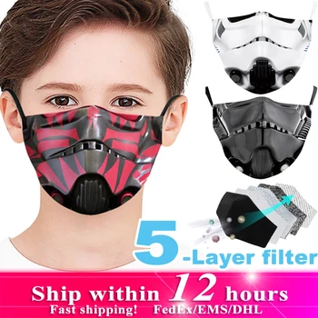 2szt 3-10 lat dziecko dzieci drukowanie 3D robot maska do twarzy 5-warstwowa Meltblown włókniny filtr zmywalny chłopcy dziewczęta dzieci Маскариллы