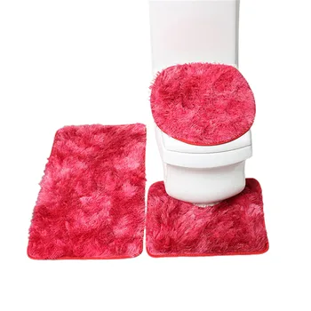 3 szt. akcesoria łazienkowe zestawy pluszowy polar pokrywa deski sedesowej łazienka dywan dywanik domowy hotel luksus zima ciepła formy dowód Pad
