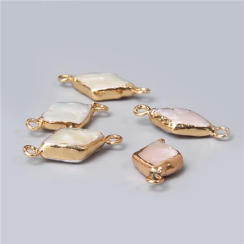 3 szt. wiele kobiet złoto metal naturalny biały romb perły złącze wisiorek Urok biżuteria robi Fit kolczyki naszyjnik bransoletka