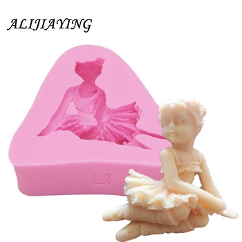 3D Anioł taniec dziewczyna Flower fairy fondant czekoladowy silikonowe formy do dekoracji tortu narzędzia mydła, świece formy D0152