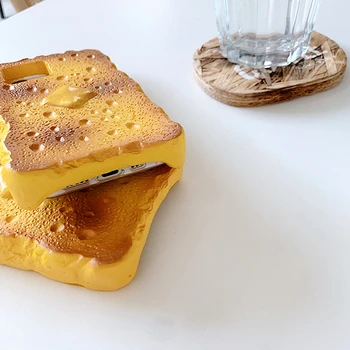 3D Ładny Toast Shape etui do telefonu iphone 12Pro MAX Case 11Pro XS MAX XR X 7 8 Plus Funny Butter toast Bread miękka silikonowa pokrywa