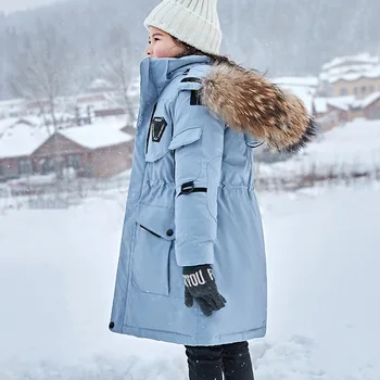 3QR nastoletnie zimowe parki dziewczyna chłopak 90% kurtki -30 z naturalnego futra bluzy codzienne dziecięce płaszcz rozmiar 8 10 12 14 15 lat