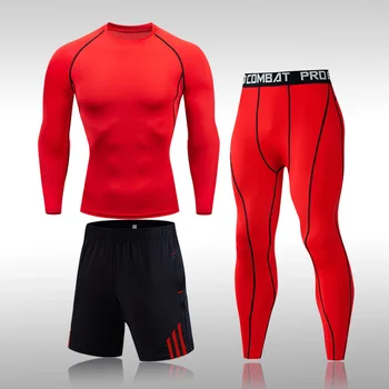 3szt męski kolor treningu strój sportowy siłownia neuropatia kompresji odzież bieganie odzież sportowa ćwiczenia ćwiczenia rajstopy