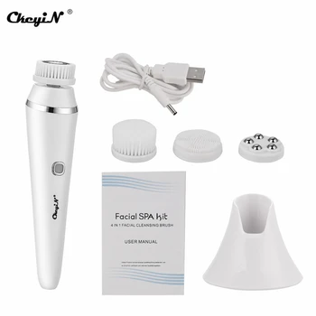 4 w 1 Facial Cleansing Brush Kit Face Roller Massager Exfoliation Deep Cleansing Blackhead Remover Wodoodporny Face Brush 48