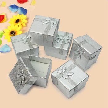4x4x3 cm pierścień pudełko srebrne kolczyki pudełka powierzchnia mini biżuteria prezentacja papier ślub prezent opakowanie 24 szt./lot