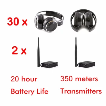 500 m 3-kanałowe bezprzewodowe ciche дискотечные słuchawki - 30 szt. składane słuchawki + 2 szt. nadajników