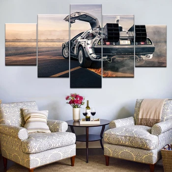 5Panel HD Printed Running flying car cool wall posters Print On Canvas Art Painting For home living room decoration