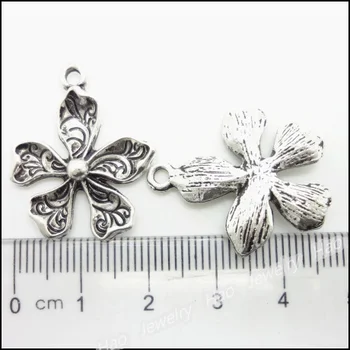 60шт vintage charms kwiat wisiorek Tybetański srebrny stop cynku pasuje bransoletka naszyjnik DIY metalowe biżuteria wnioski